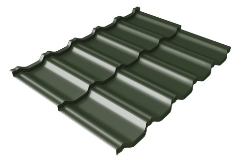 Металлочерепица модульная Квинта Uno Grand Line c 3D резом 0,5 GreenСoat Pural Matt RR 11 темно-зеленый (RAL 6020 хромовая зелень) купить в Пятигорске