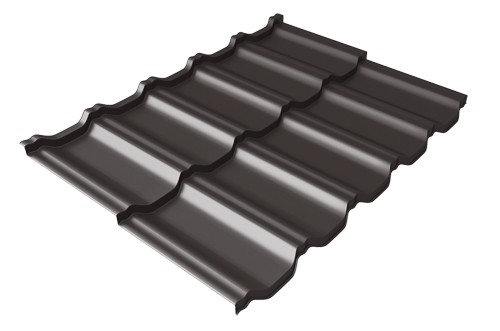 Металлочерепица модульная Квинта Uno Grand Line c 3D резом 0,5 GreenСoat Pural Matt RR 32 темно-коричневый (RAL 8019 серо-коричневый) купить в Пятигорске