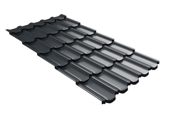Металлочерепица квинта плюс с 3D резом 0,5 Satin RAL 7016 антрацитово-серый купить в Пятигорске