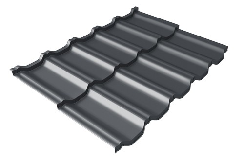 Металлочерепица модульная Квинта Uno Grand Line c 3D резом 0,45 Drap RAL 7024 мокрый асфальт купить в Пятигорске