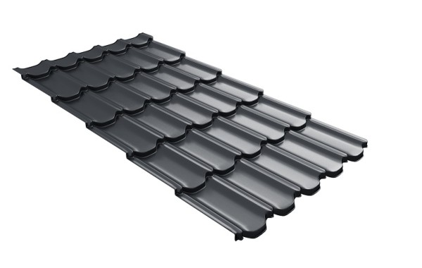 Металлочерепица квинта плюс с 3D резом 0,5 Satin Мatt RAL 7024 мокрый асфальт купить в Пятигорске